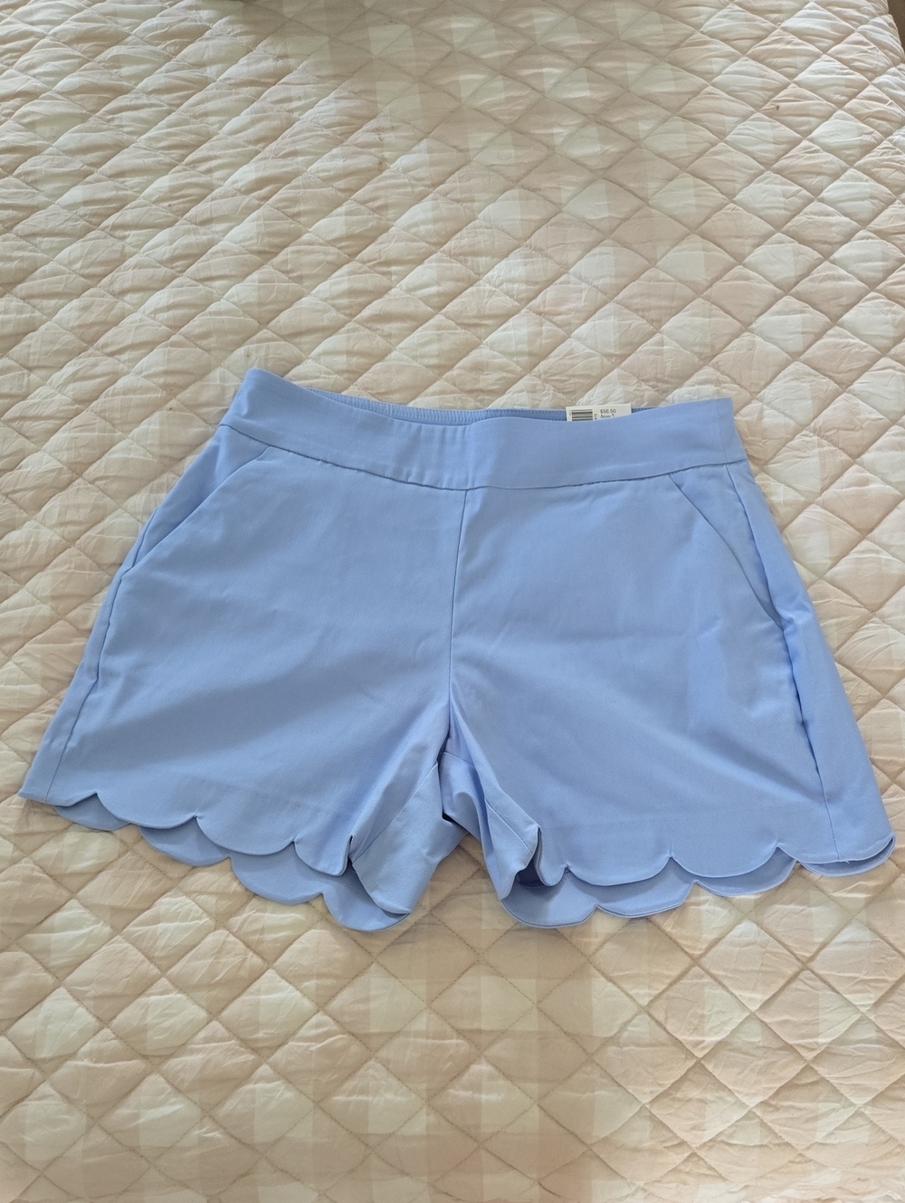 Light Blue Scallop Hem Women's Shorts